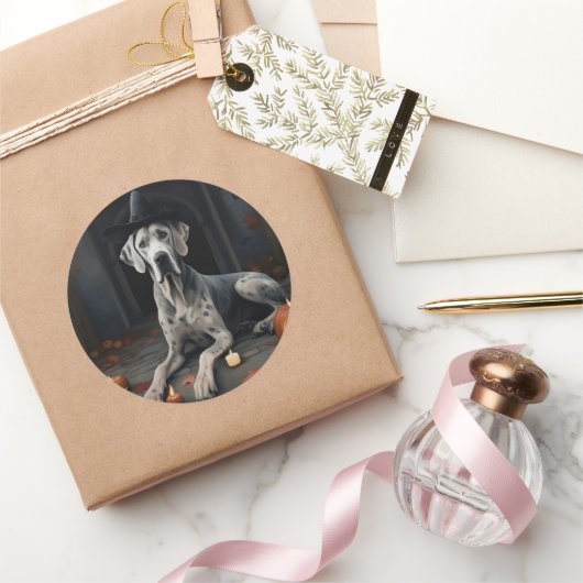 グレートダーンパンプキンハロウィーン怖いフリップ ラウンドシール (ギフト)