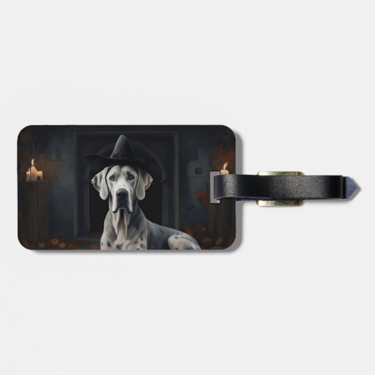 グレートダーンパンプキンハロウィーン怖いフリップ ラゲッジタグ (裏面横)