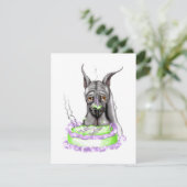 グレートダーンブラックお誕生日ケーキ顔 招待状 (スタンド正面)