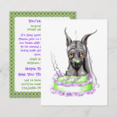 グレートダーンブラックお誕生日ケーキ顔 招待状 (正面/裏面)