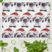 グレートデン犬種のクリスマス星 キッチンタオル (折り畳み)