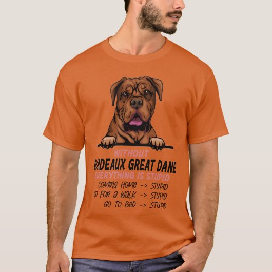 グレートデーンがいなければ全てが馬鹿な犬友達 Tシャツ (正面)