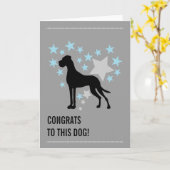 グレートデーンのおめでとう カード (黄色い花)