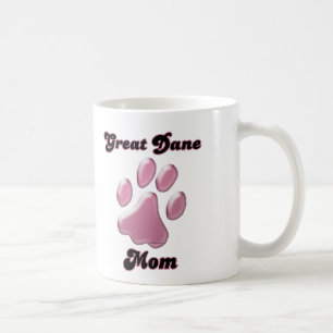 グレートデーンのお母さんのピンクPawprint コーヒーマグカップ