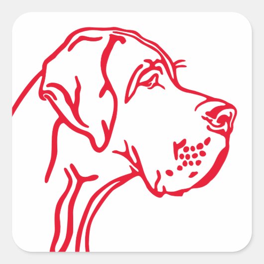 グレートデーンのイラスト スクエアシール (正面)