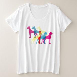 グレートデーンのイラストTシャツ プラスサイズTシャツ