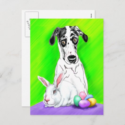 グレートデーンのイースターウサギか。! シーズンポストカード (正面/裏面)