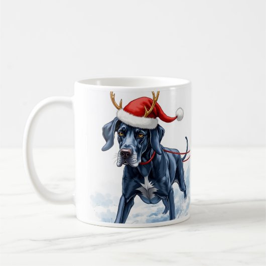 グレートデーンのクリスマスコーヒーマグ コーヒーマグカップ (左)