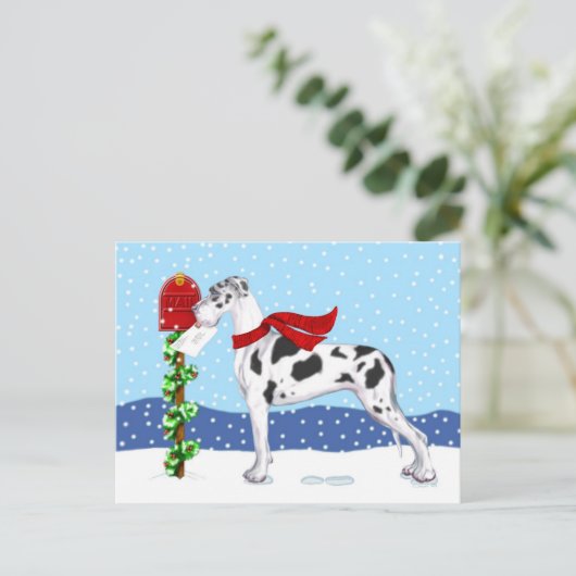 グレートデーンのクリスマス郵便道化師UC シーズンポストカード (スタンド正面)