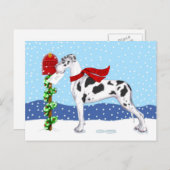 グレートデーンのクリスマス郵便道化師UC シーズンポストカード (正面/裏面)