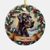 グレートデーンのクリスマス セラミックオーナメント (正面)
