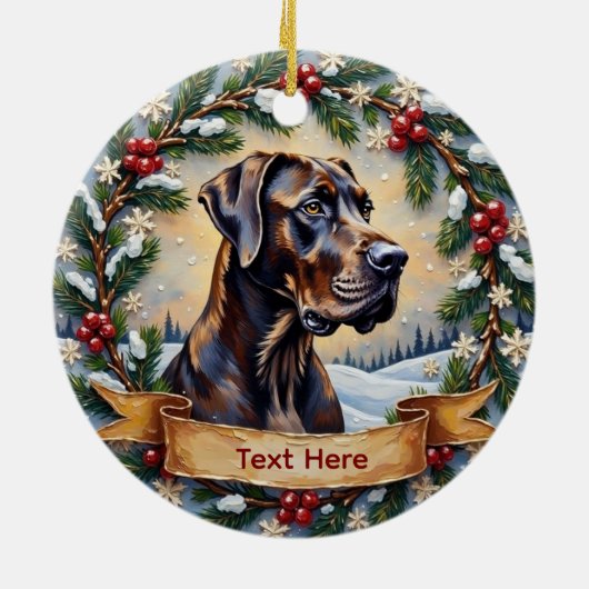 グレートデーンのクリスマス セラミックオーナメント (裏面)