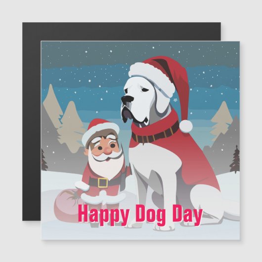 グレートデーンのクリスマス マグネット招待状 (正面/裏面)
