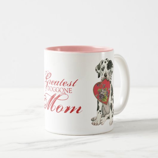 グレートデーンのハートのお母さん ツートーンマグカップ (正面右)