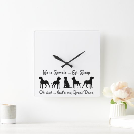 グレートデーンのユーモアは睡眠犬のペットを食べます スクエア壁時計 (ホーム)