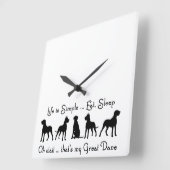 グレートデーンのユーモアは睡眠犬のペットを食べます スクエア壁時計 (傾斜)