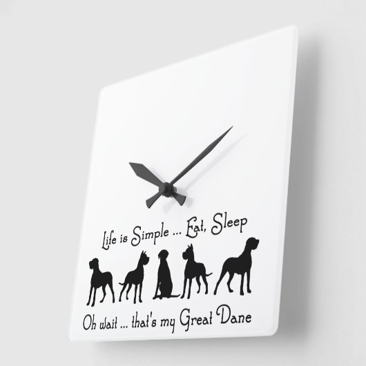 グレートデーンのユーモアは睡眠犬のペットを食べます スクエア壁時計 (傾斜)
