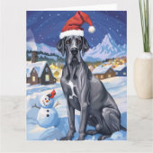 グレートデーンの冬の国のクリスマス カード (正面)