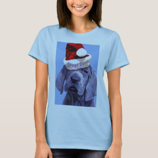 グレートデーンの子犬のクリスマスの女性のTシャツ Tシャツ