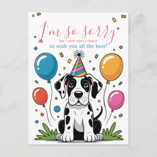 グレートデーンの子犬の誕生日 ポストカード (正面)