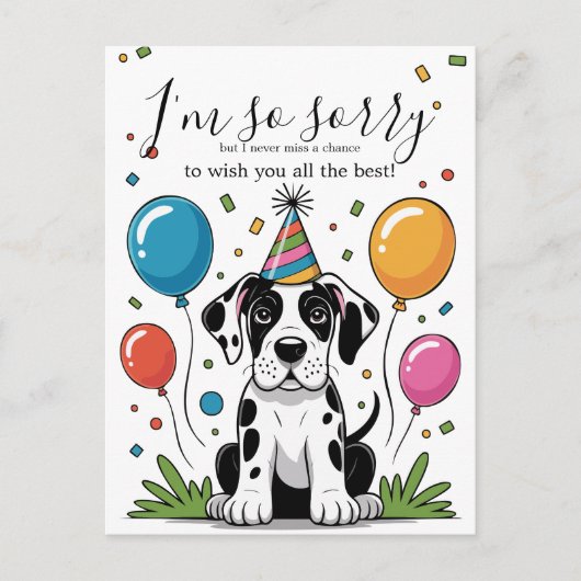 グレートデーンの子犬の誕生日 ポストカード (正面)