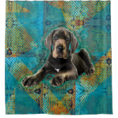 グレートデーンの子犬 シャワーカーテン (正面)