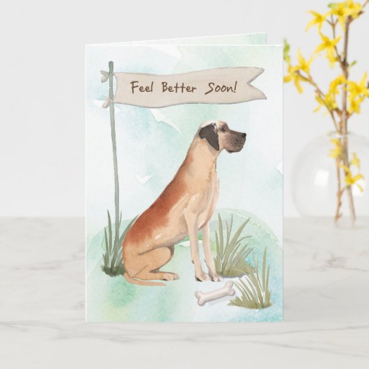 グレートデーンの感じよりよく後をつけるべき外科の後で カード (黄色い花)