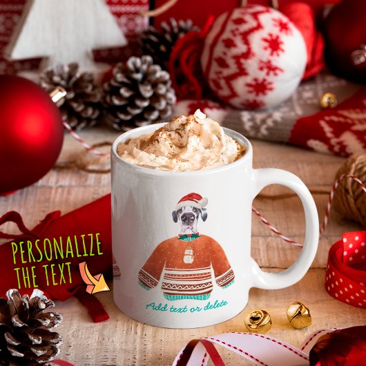 グレートデーンの格好悪いセーター クリスマスの犬好き コーヒーマグカップ