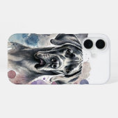 グレートデーンの水彩画 iPhone 16ケース (裏面横)