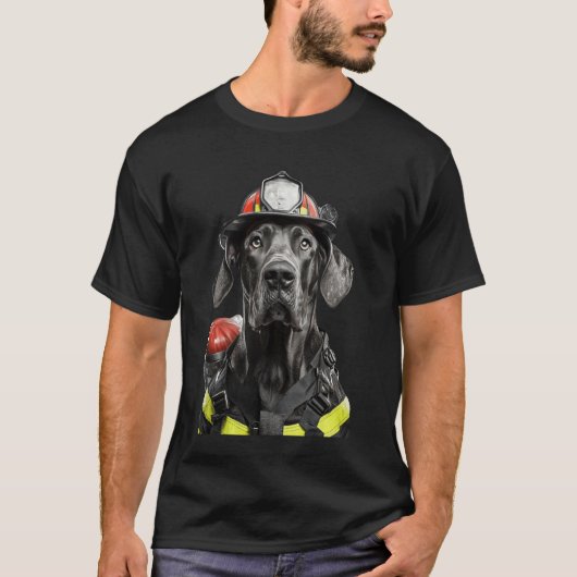グレートデーンの消防士 Tシャツ (正面)