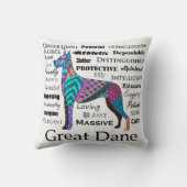 グレートデーンの特性の枕 クッション (裏面)