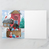 グレートデーンの犬が雪のクリスマス ドッグハウスに カード (内部)