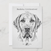 グレートデーンの誕生日パーティーの招待状 カード (正面)