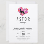 グレートデーンの誕生日パーティーへの招待 招待状 (正面)