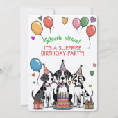 グレートデーンの誕生日パーティーへの招待 招待状 (裏面)