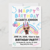 グレートデーンの誕生日招待状 招待状 (正面)
