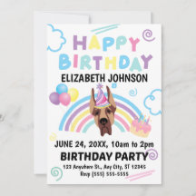 グレートデーンの誕生日招待状