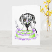 グレートデーンの道化師UCのお誕生日ケーキ カード (黄色い花)