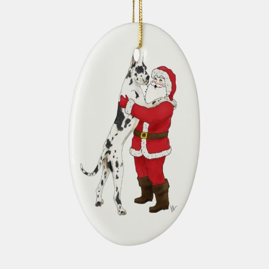 グレートデーンのJowlyクリスマスの挨拶 セラミックオーナメント (右)