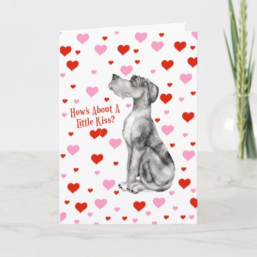 グレートデーンのMerle UCのバレンタインデーのキス シーズンカード (正面)