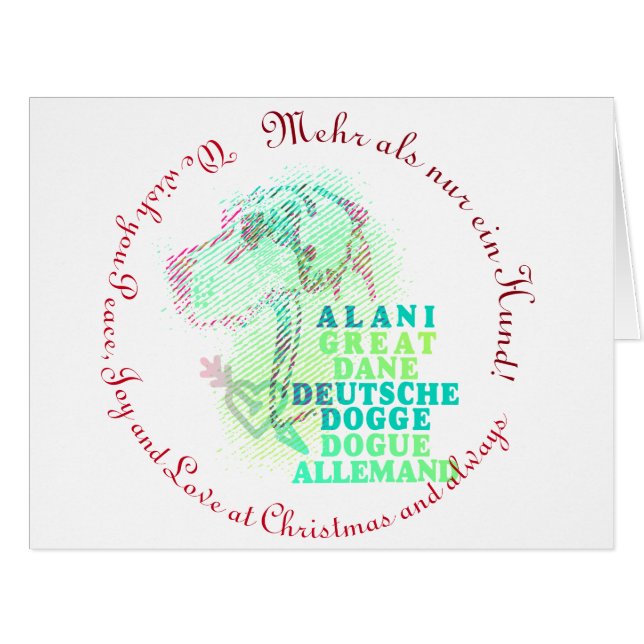 グレートデーンカード曲線文字 (正面横)