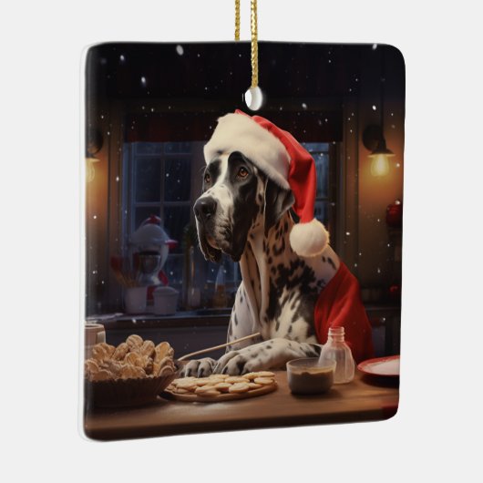グレートデーンクリスマスクッキーの休日 セラミックオーナメント (右)