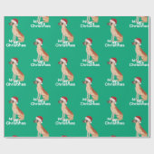 グレートデーンクリスマスグリーンメリーサンタハット ラッピングペーパー (フラット)