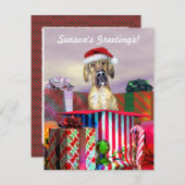 グレートデーンクリスマスサプライズブリンドルUC 招待状 (正面/裏面)