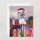 グレートデーンクリスマスサプライズブルーUC シーズンポストカード (正面/裏面)