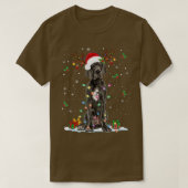 グレートデーンクリスマスサンタハットフェアリーライトパジャマ Tシャツ (デザイン正面)