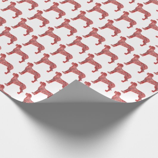 グレートデーンクリスマスドッグかわいいシルエットホワイト ラッピングペーパー (角)