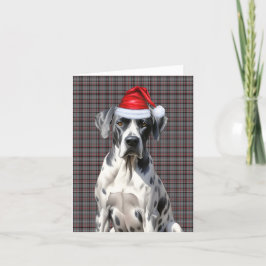 グレートデーンクリスマスドッグレッドグレープレイドクリスマス シーズンカード
