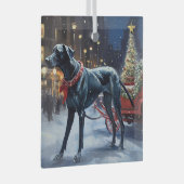 グレートデーンクリスマスフェスティバルシーズン ガラスオーナメント (正面右)