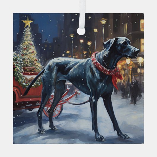 グレートデーンクリスマスフェスティバルシーズン ガラスオーナメント (裏面)